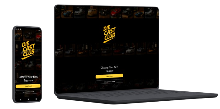 Die Cast Club app on phone and laptop